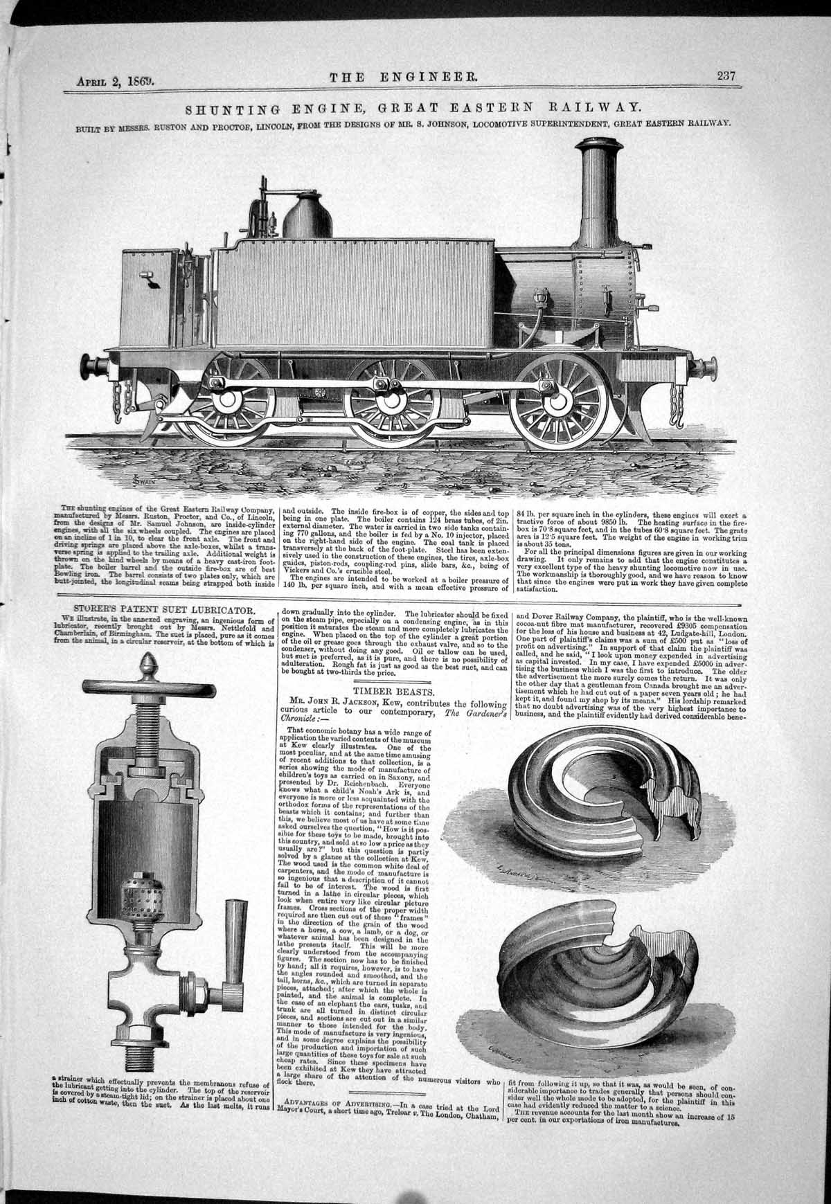 Old 1869 Shunting Engine Great Eastern Railway Ruston Storer Patent L Victorian