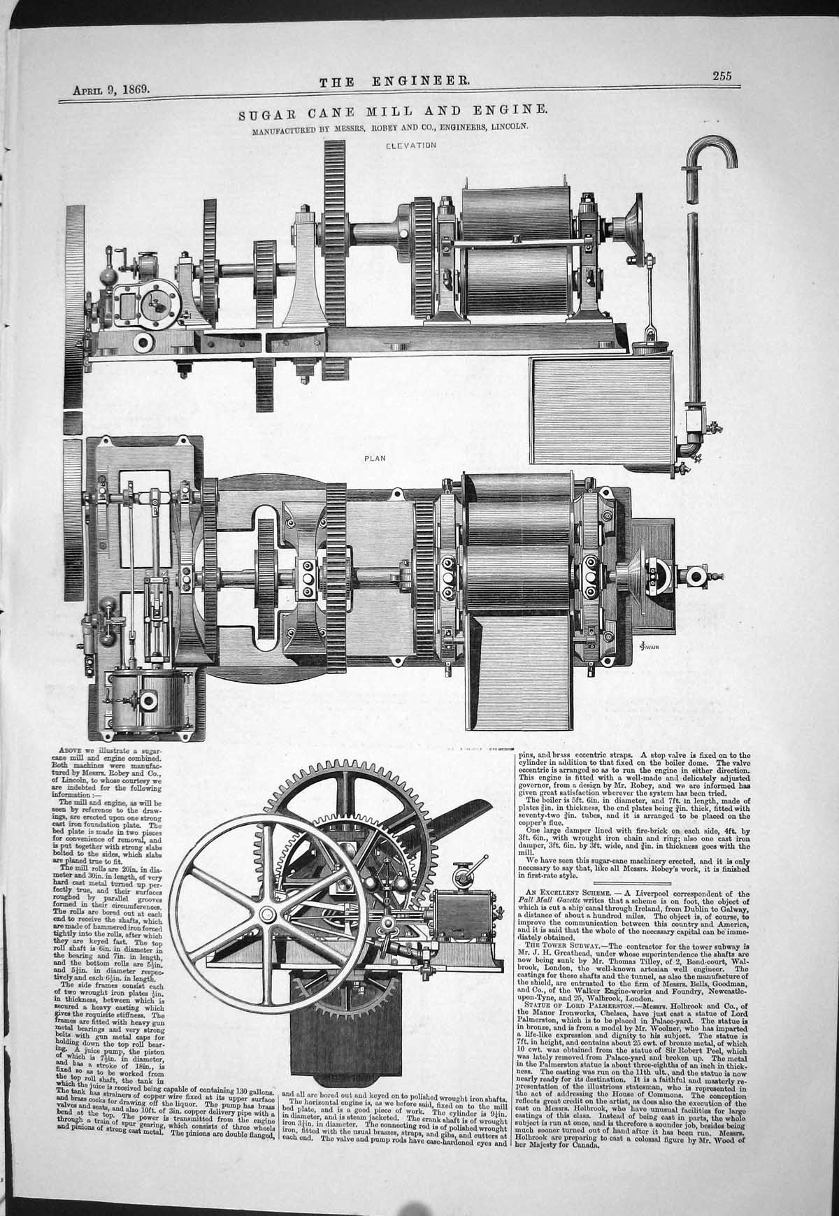 Old 1869 Sugar Cane Mill Engine Machinery Instruments Robey Engineeri Victorian