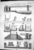 Antique Print 1869 Kensington Richmond Railway Bridge Engineering Diagrams 19th