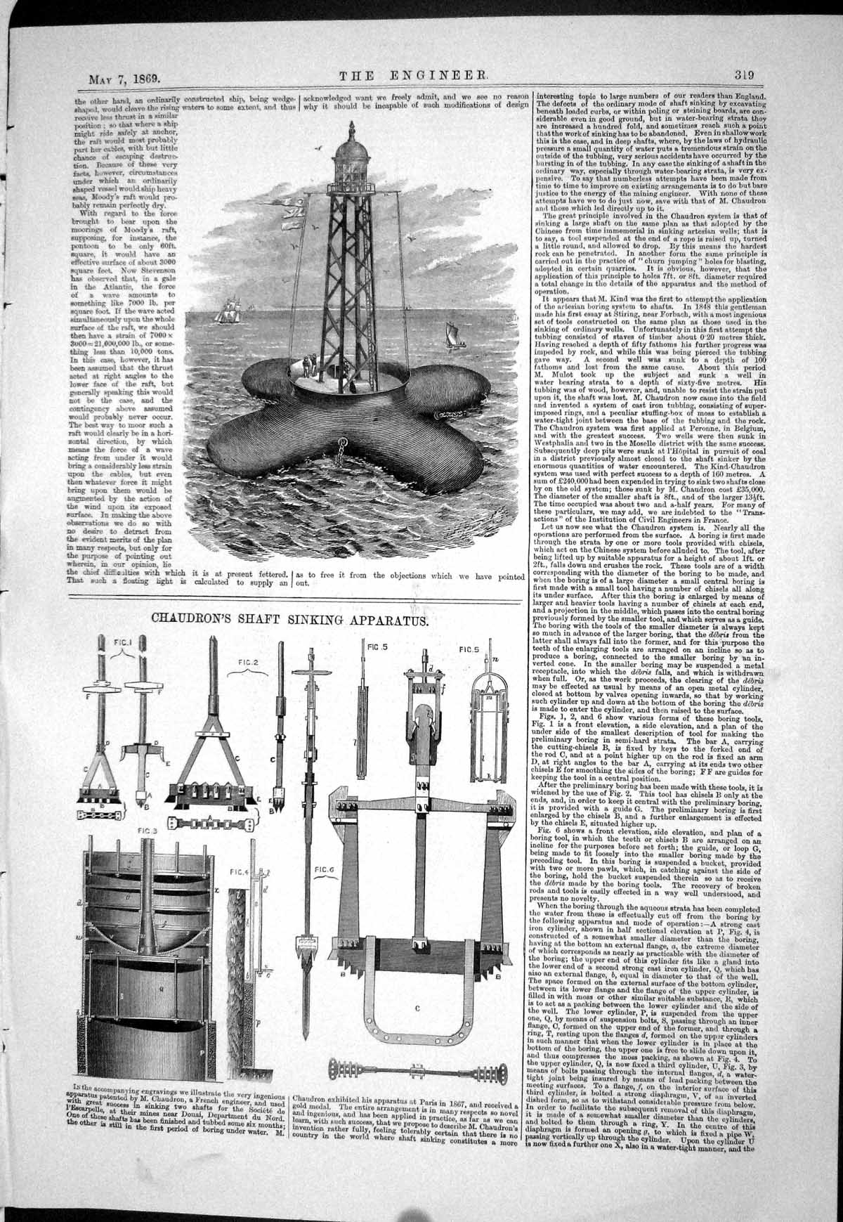 Old 1869 Lighthouse Chaudron Shaft Sinking Apparatus Instruments Engi Victorian