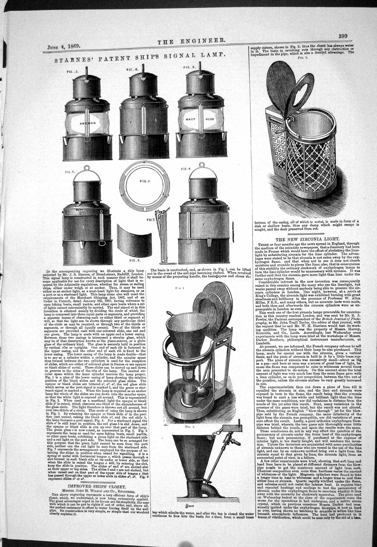 Old 1869 Starnes Patent Ships Signal Lamp Improved Ships Closet Wilso Victorian