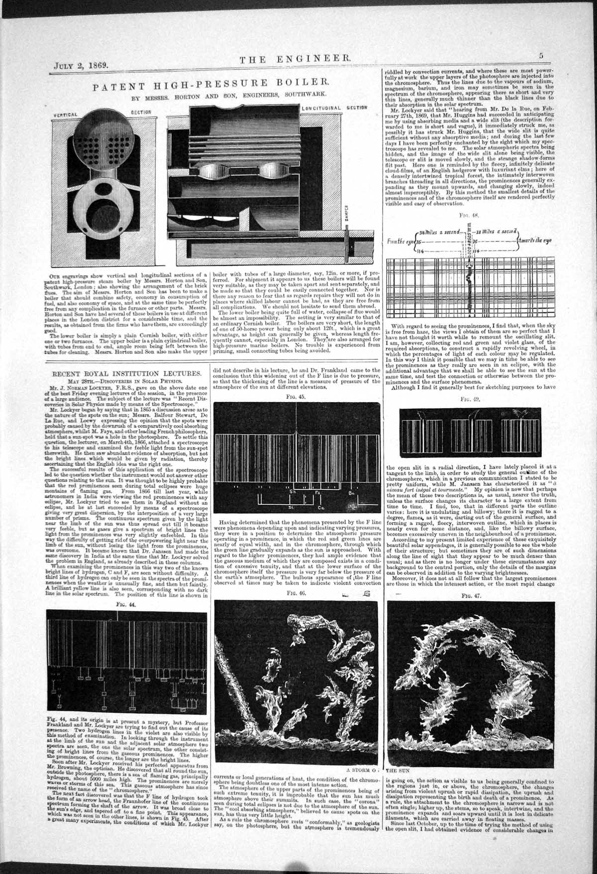 Old 1869 Patent High-Pressure Boiler Discoveries Solar Physics Horton Victorian