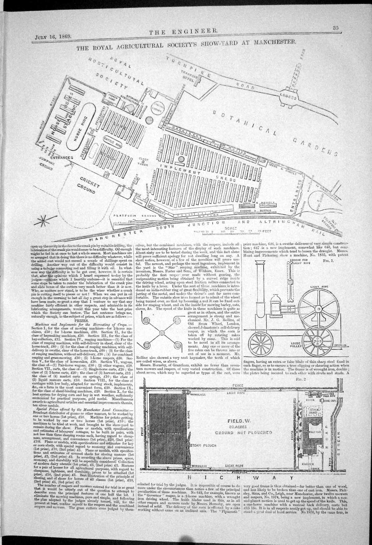 Old 1869 Royal Agricultural Society Show Yard Manchester Plan Locomot Victorian