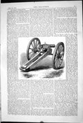 Antique Old Print 1869 Belgian Mitrailleuse Multiple Gun Canon War Weapons 19th
