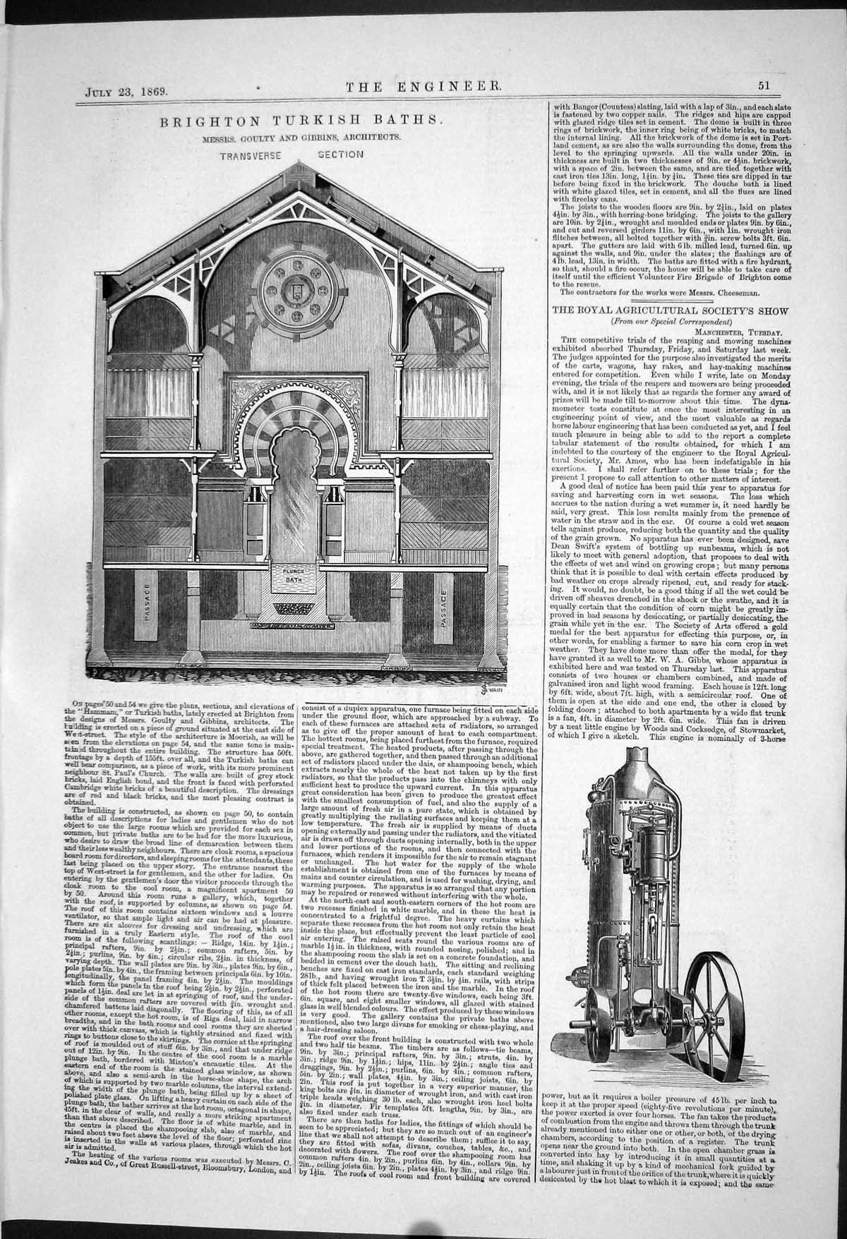 Old 1869 Brighton Turkish Baths Goulty Gibbins Architecture Machinery Victorian