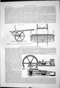 Old 1869 Horse Rake Manufactured Reading Ironworks Stationary Engine Victorian