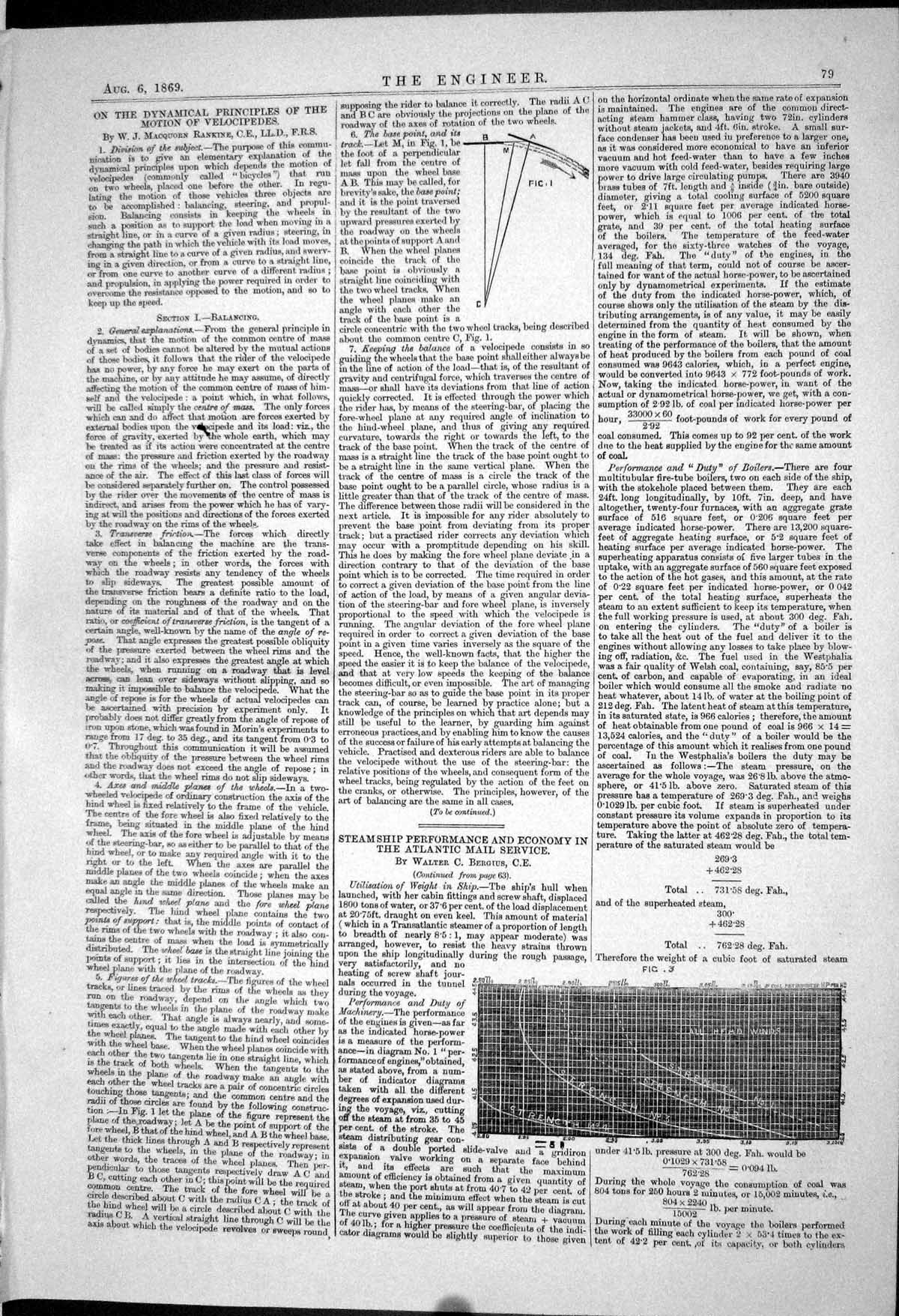 Old 1869 Dynamical Principles Motion Velocipedes Steam Ship Economy A Victorian