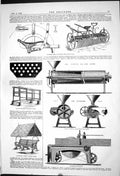Old 1869 Ramsomes Sims Head Prize Horse Rake Riley Thrashing Machine Victorian