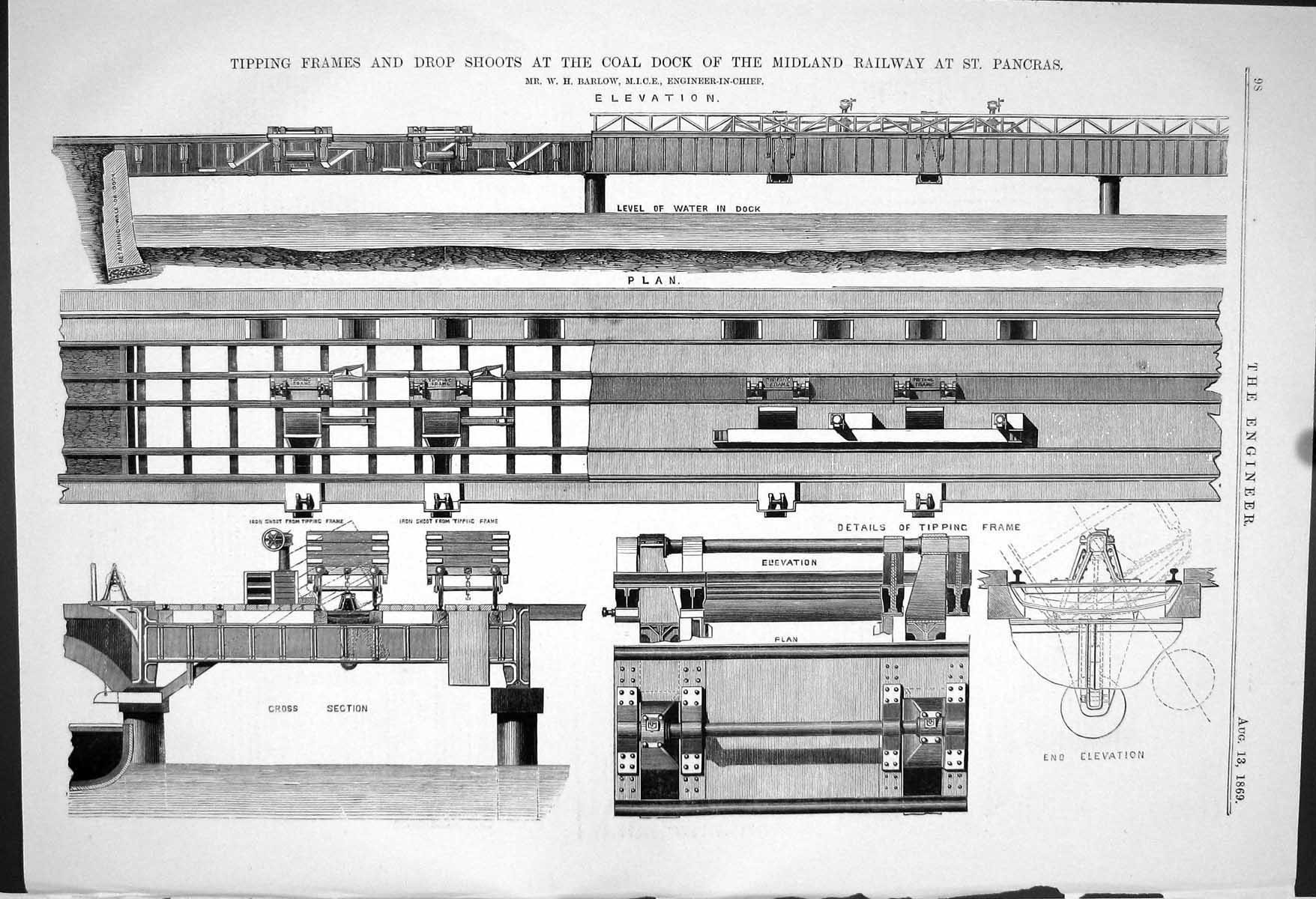 Old 1869 Tipping Frames Drop Shoots Coal Dock Midland Railway Pancras Victorian