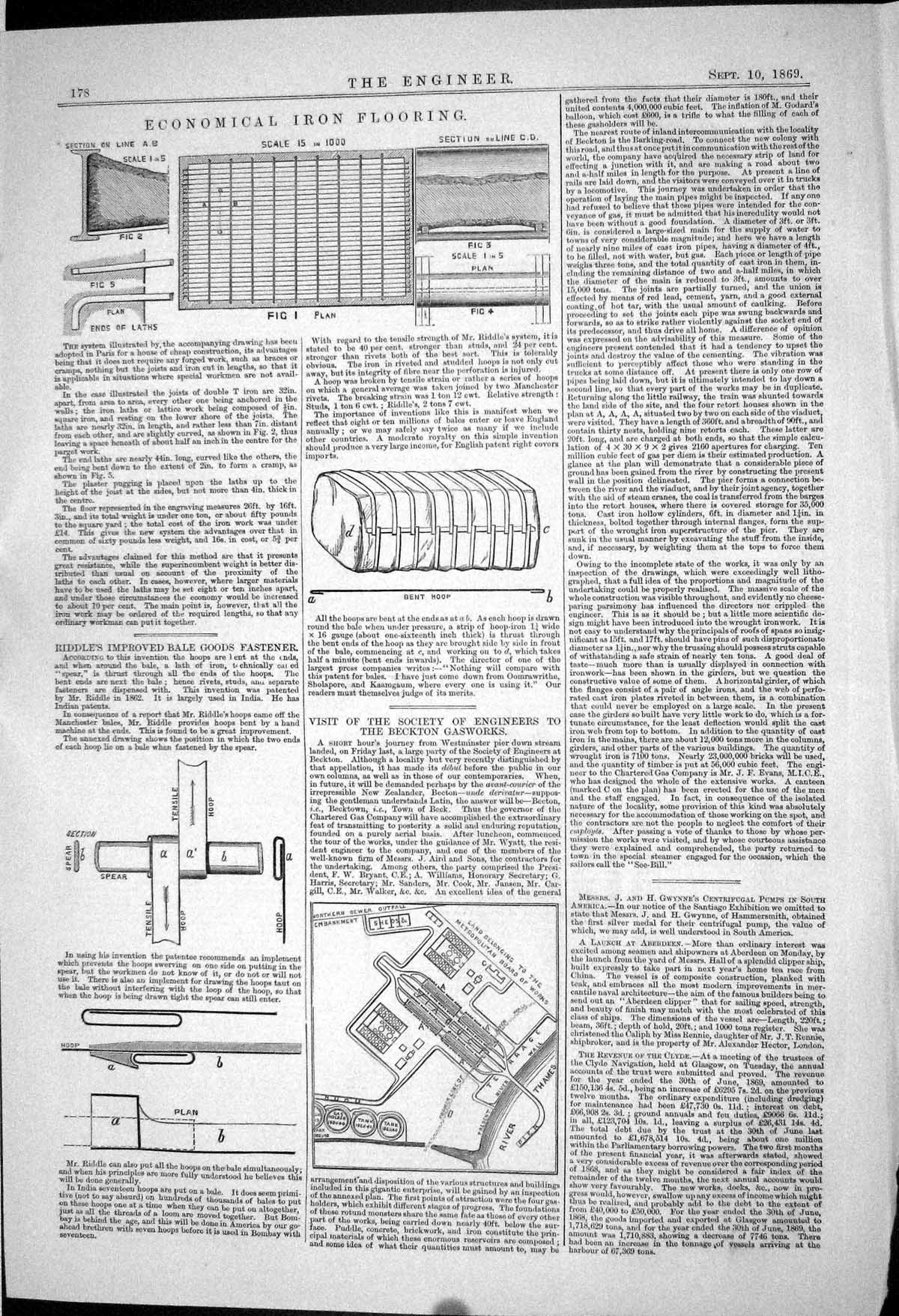 Old 1869 Economical Iron Flooring Riddle Improved Bale Goods Fastener Victorian