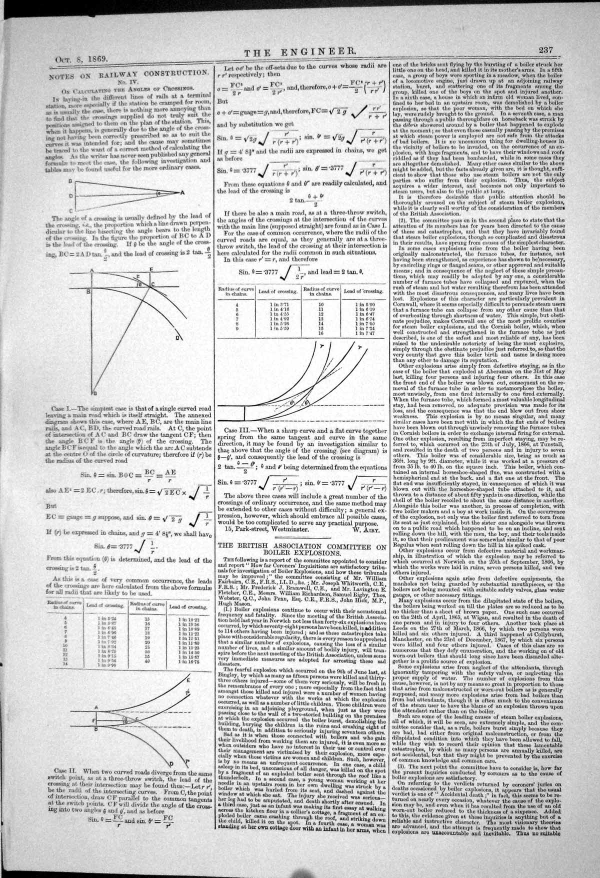 Old Print 1869 Railway Construction Calculating Angles Crossings Diagrams 19th