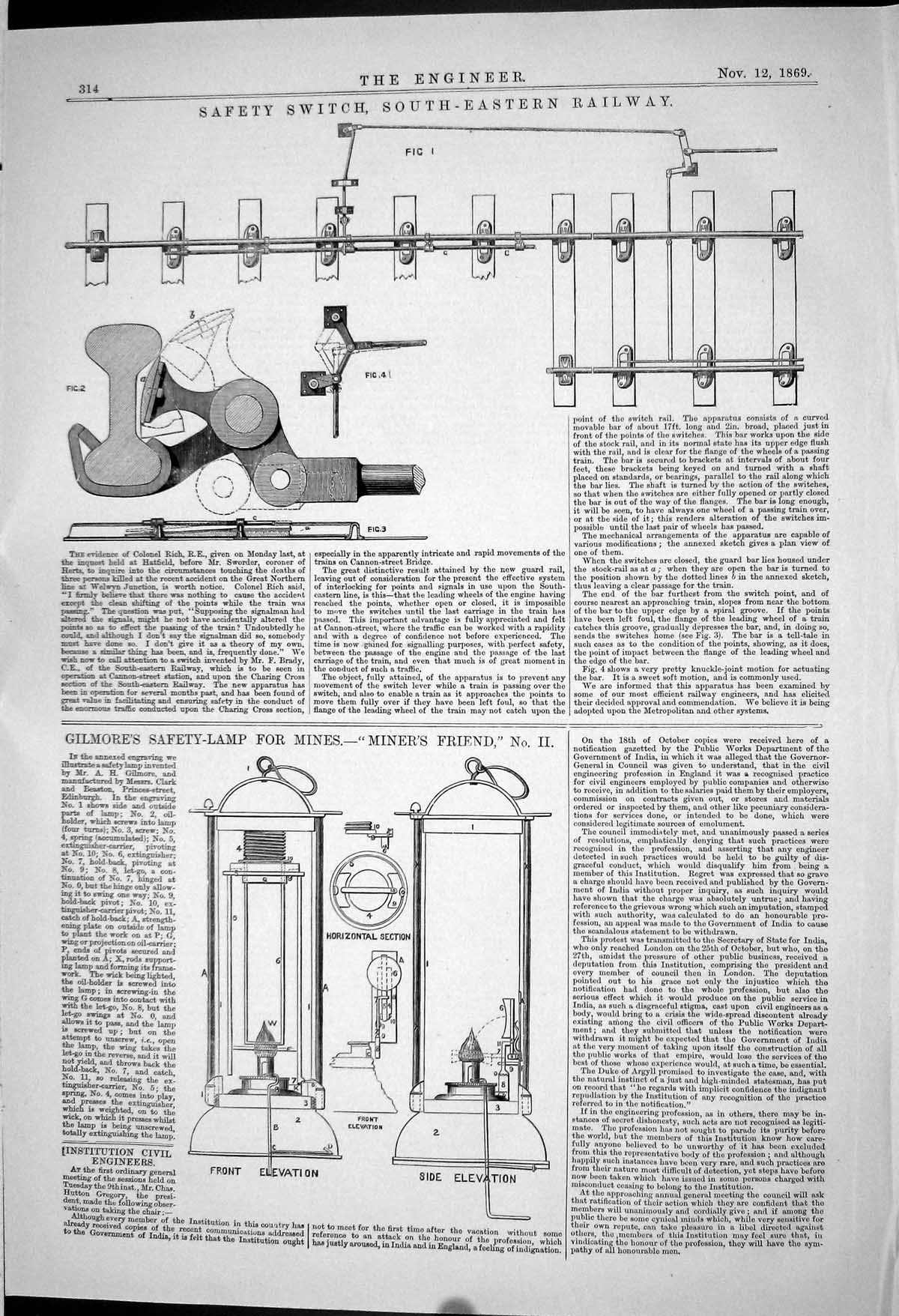 Old 1869 Safety Switch South-Eastern Railway Gilmore Safety Lamp Mine Victorian
