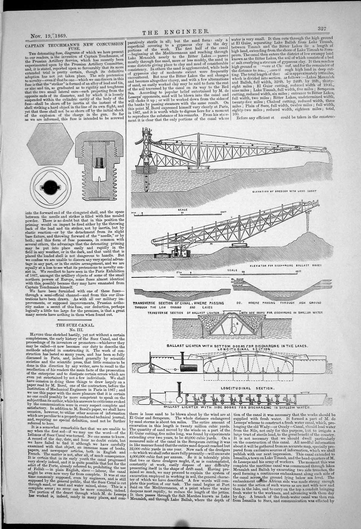 Old 1869 Captain Teuchmann Concussion Fuse Suez Canal Ballast Enginee Victorian