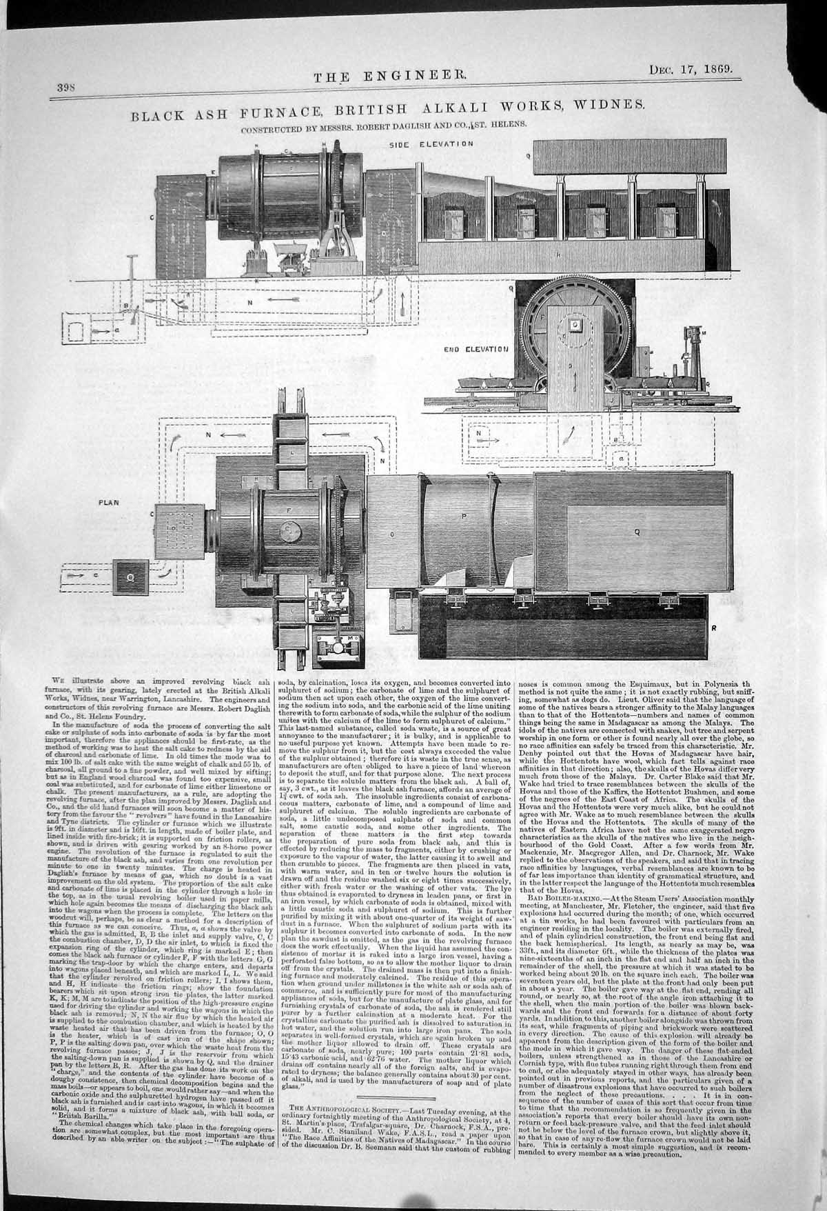 Old 1869 Black Ash Furnace British Alkali Works Widnes Robert Daglish Victorian