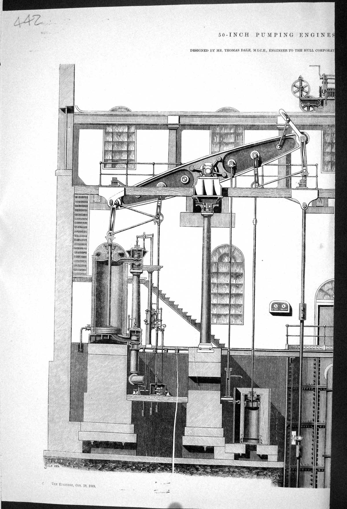 Old 1869 50-Inch Pumping Engines Hull Waterworks Thomas Dale Engineer Victorian