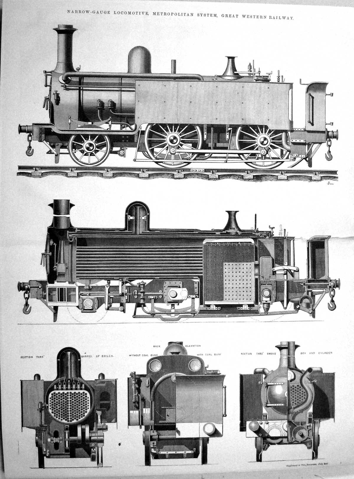 Old Damaged 1869 Narrow-Gauge Locomotive Great Western Railway TrainVictorian