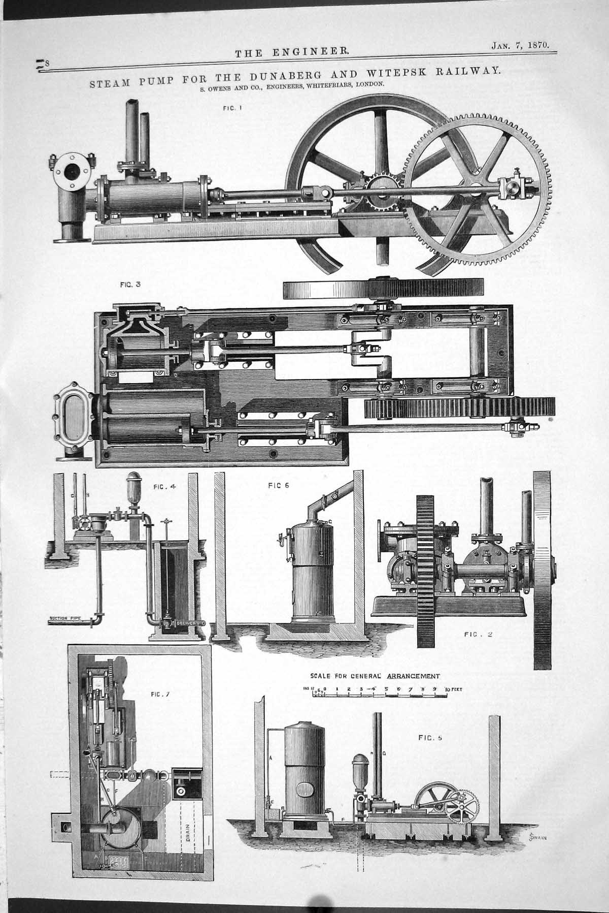 Old 1870 Steam Pump Dunaberg Witepsk Railway Machinery Owens Engineer Victorian