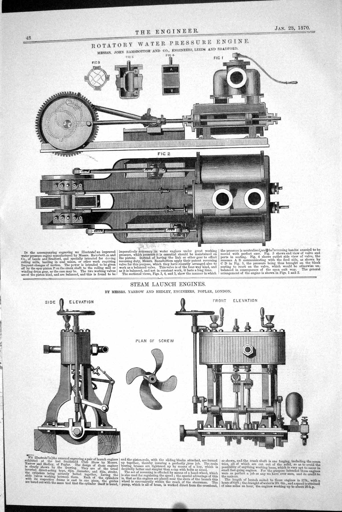 Old 1870 Rotatory Water Pressure Engine Steam Launch Yarrow Hedley En Victorian
