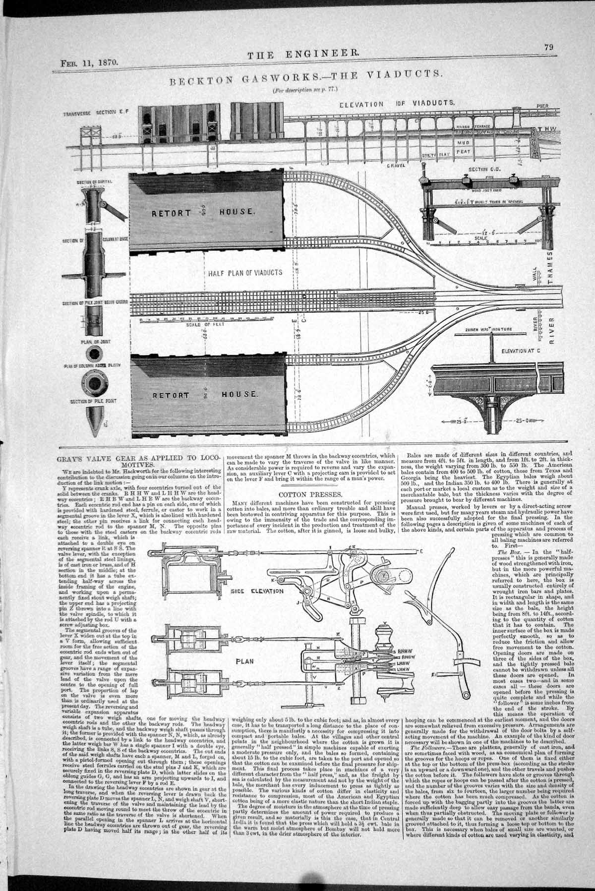 Old 1870 Beckton Gasworks Viaducts Cotton Presses Diagrams Engineerin Victorian
