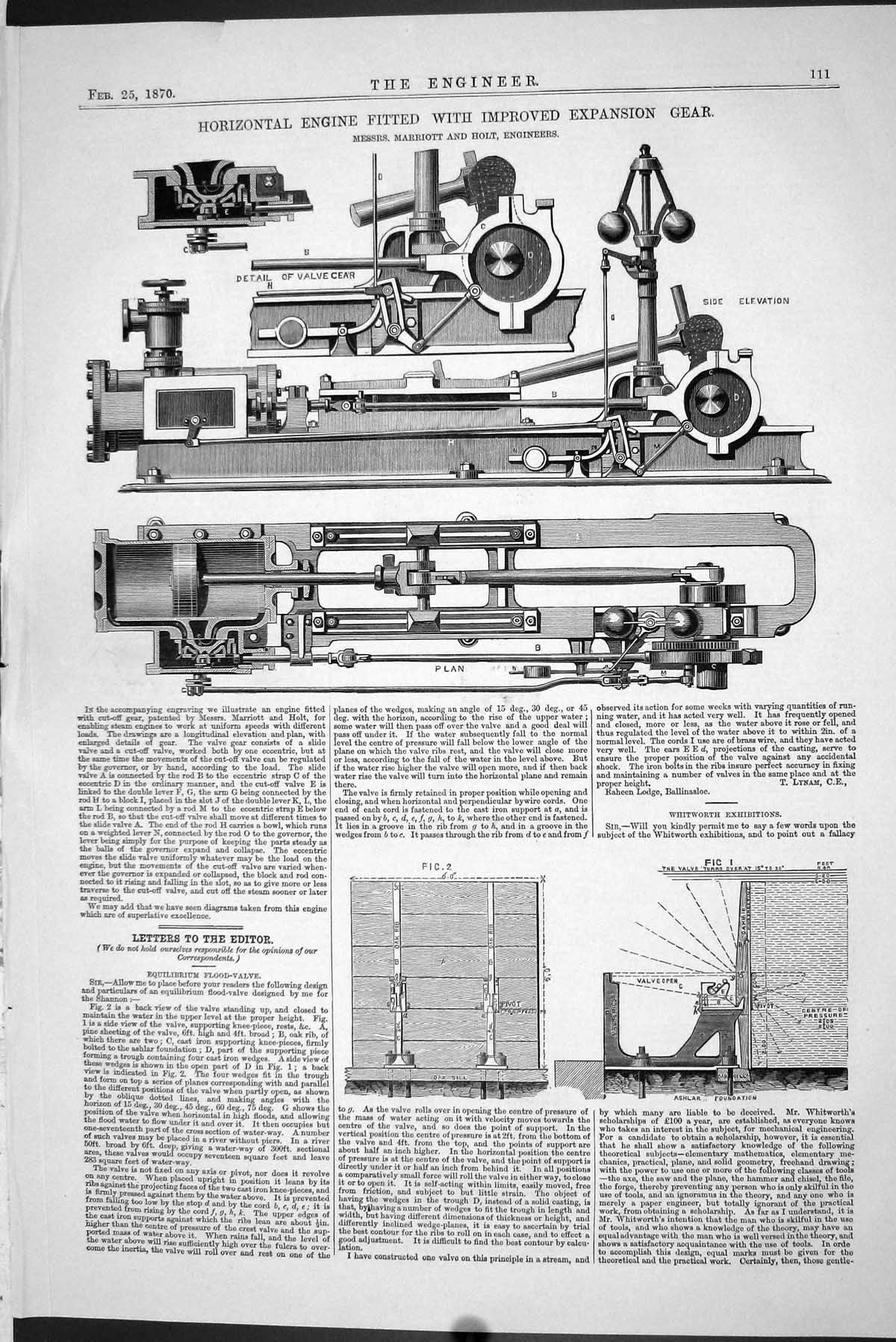 Old 1870 Horizontal Engine Improved Expansion Gear Marriott Holt Engi Victorian