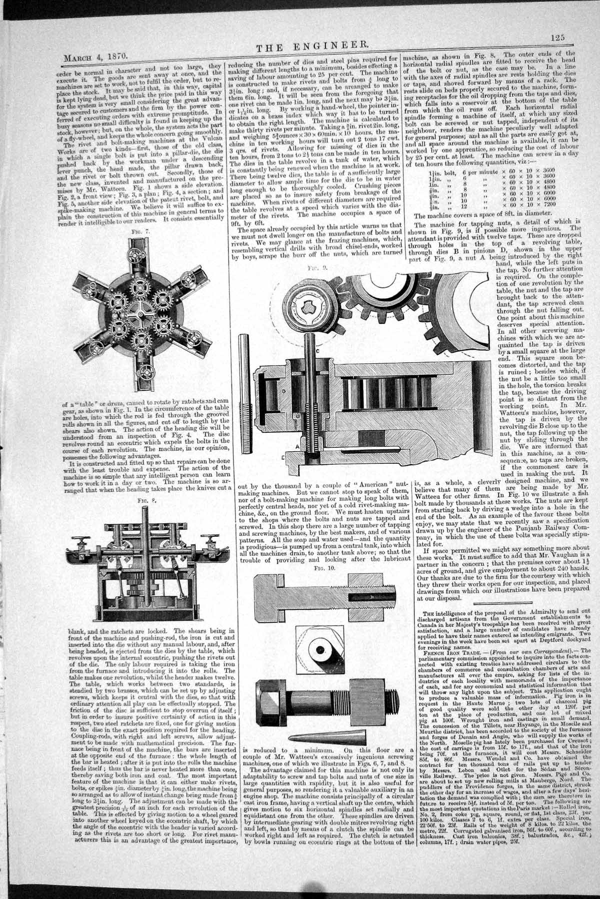 Original Old Antique Print 1870 Engineering Machinery Table Drum Wheel Cogs