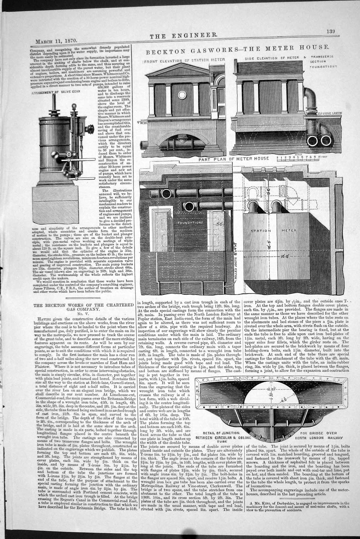 Old 1870 Beckton Gasworks Meter House Valve Gear Junction Bridge Lond Victorian