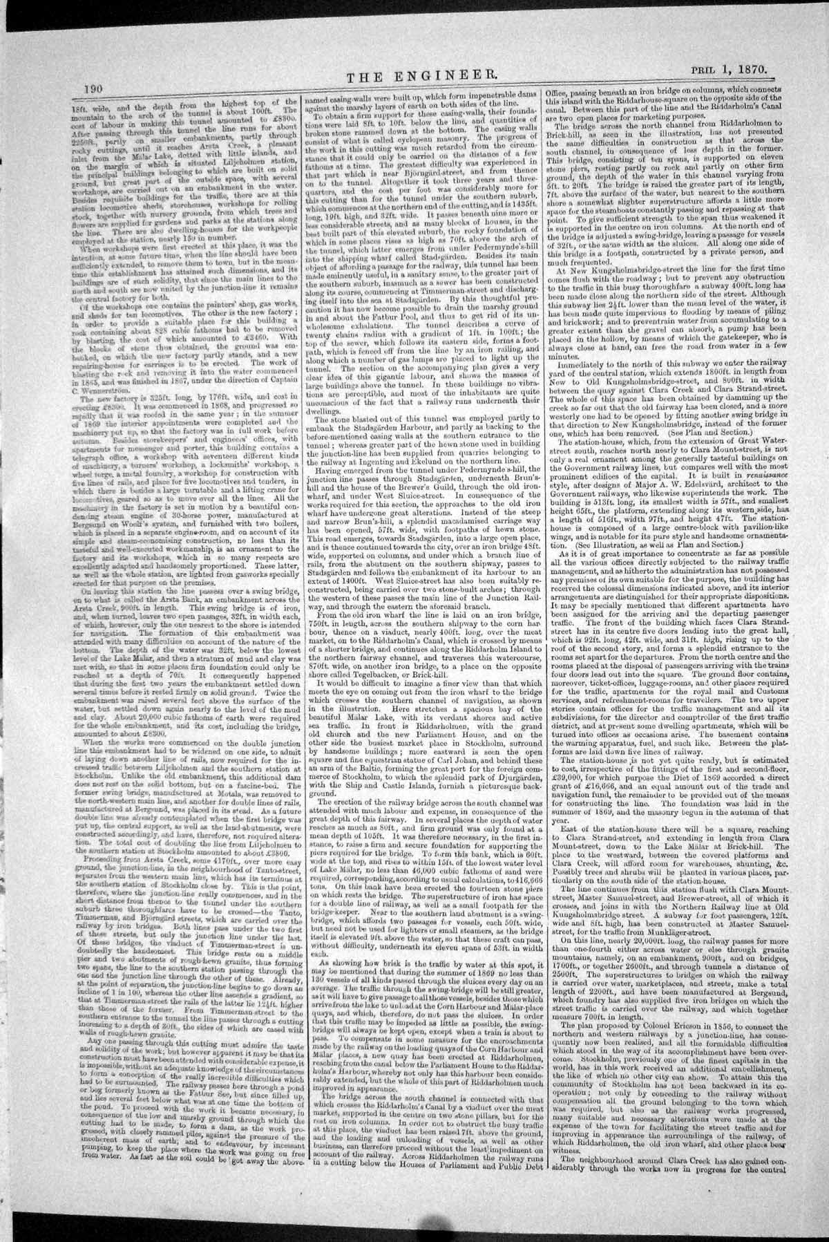 Old 1870 Plan Section Railway Junction Stockholm Ericson Engineer Swe Victorian