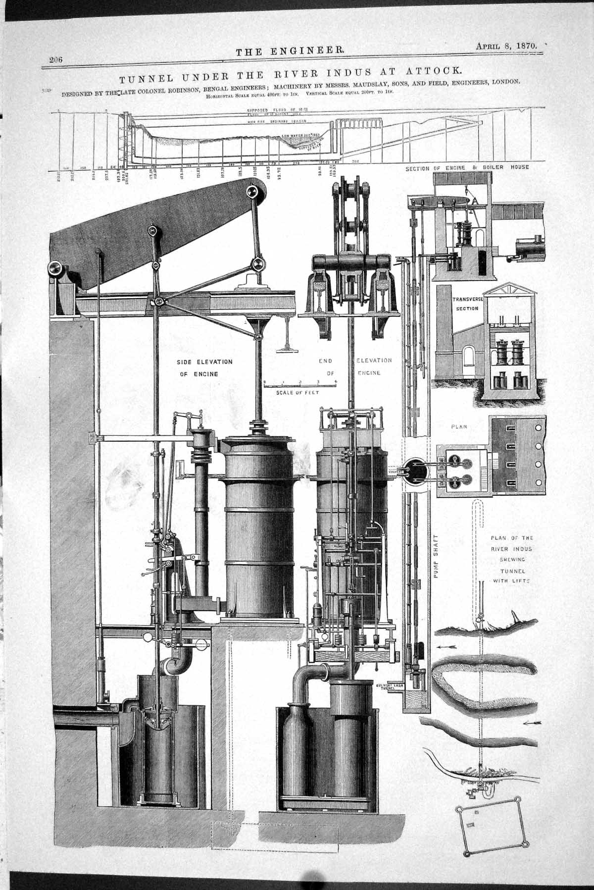 Old 1870 Tunnel Under River Indus Attock Colonel Robinson Engineer Ma Victorian