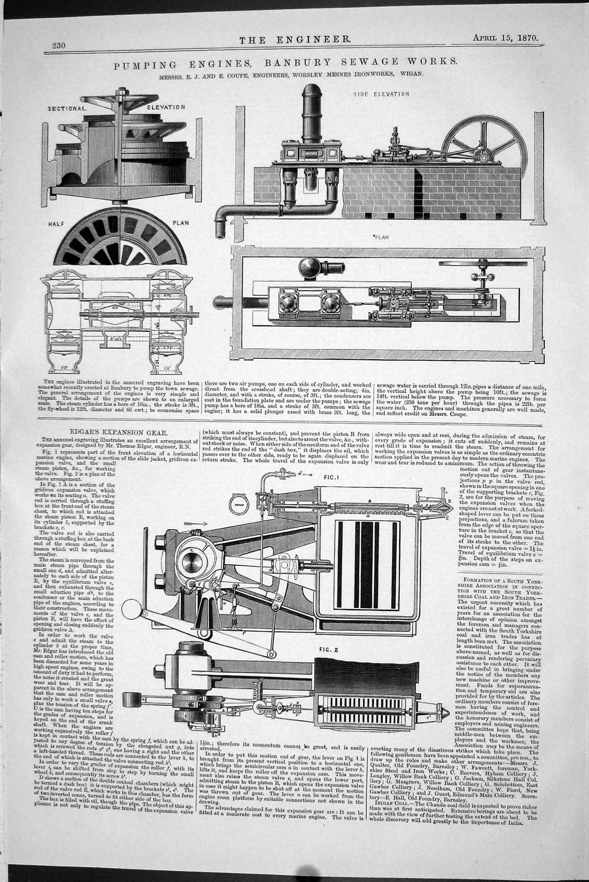 Old 1870 Pumping Engines Banbury Sewage Works Coupe Engineers Edgar E Victorian