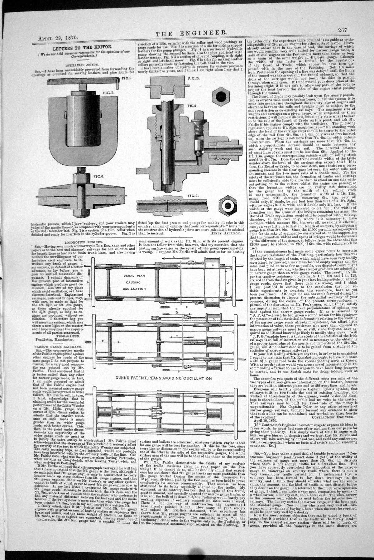 Old 1870 Hydraulic Joints Dunn Patent Plans Avoiding Oscillation Mach Victorian