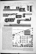 Antique Old Print 1870 Hastings Sewage Works Abc Process Concrete Foundations