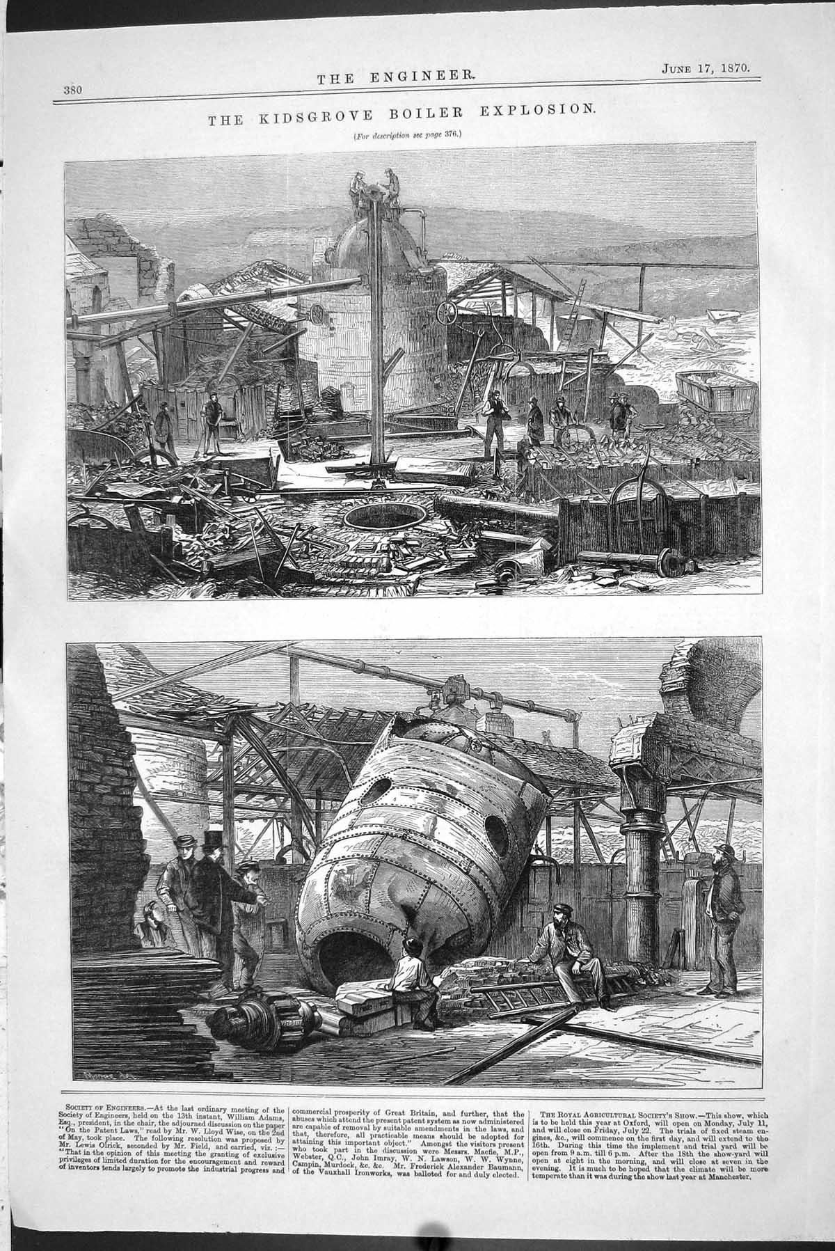 Old 1870 Kidsgrove Steam Boiler Explosion Latham Machinery Engineerin Victorian
