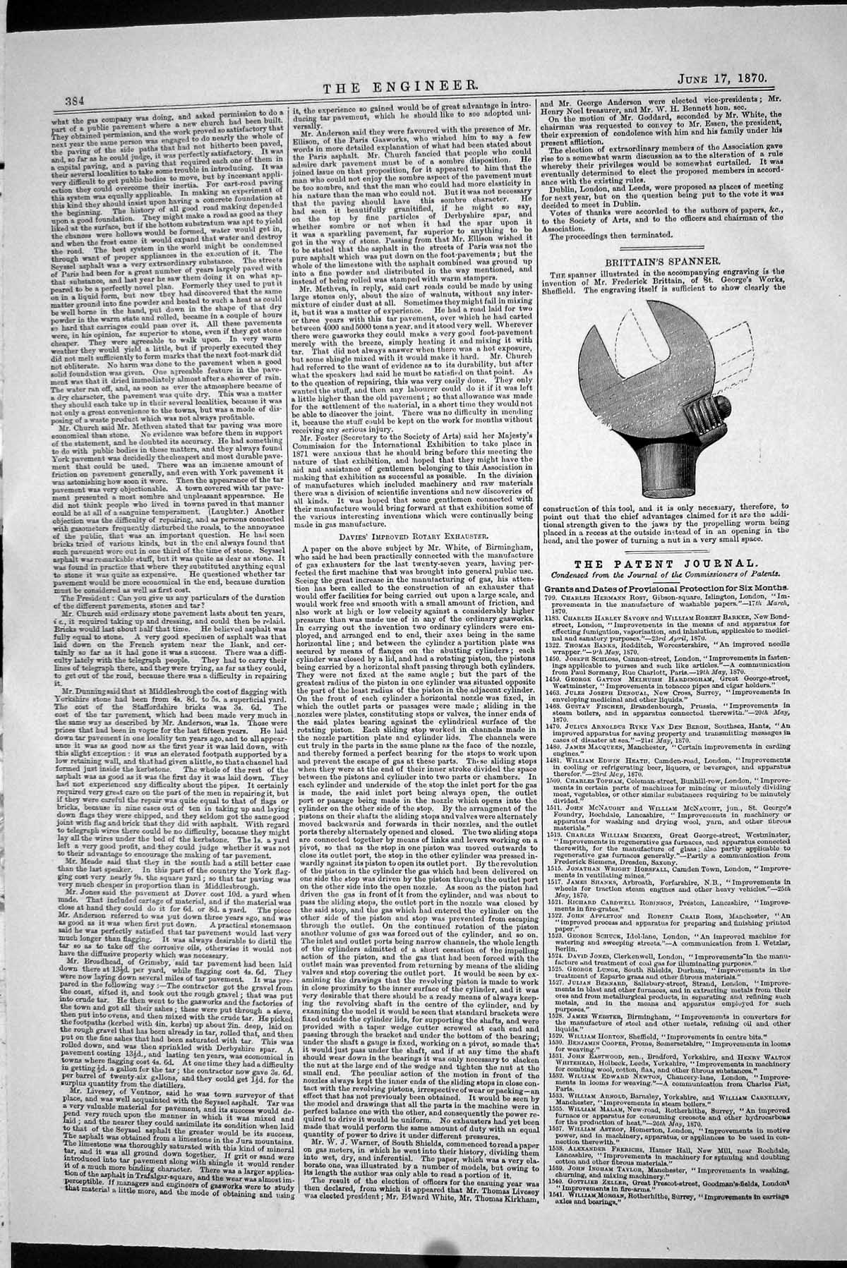Antique Print 1870 Frederick Brittains Spanner St. George'S Works Sheffield