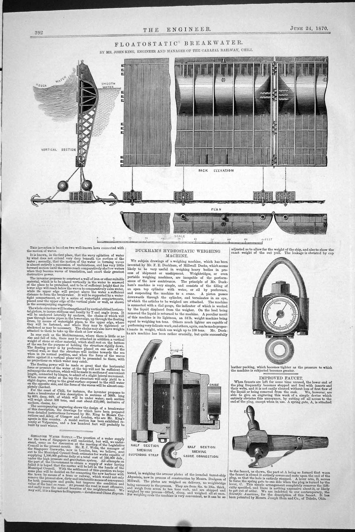 Old 1870 Floatostatic Breakwater Duckham Hydrostatic Weighing Machine Victorian