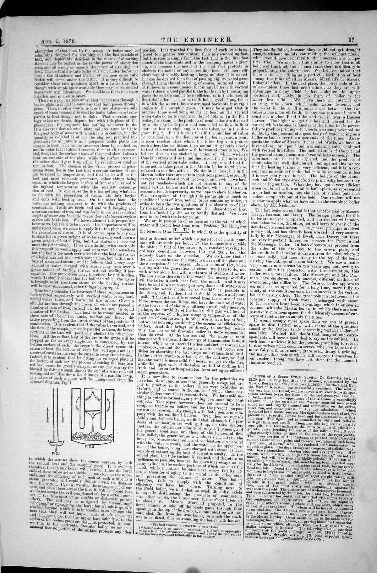 Old Annexed Diagram 1870 Letters Editor Patent Journal Tubulous Boilk Victorian
