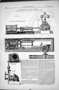 Old Print Ten-Horse Fixed Engine 1870 Turner Peter Ironworks Ipswich Plan 19th