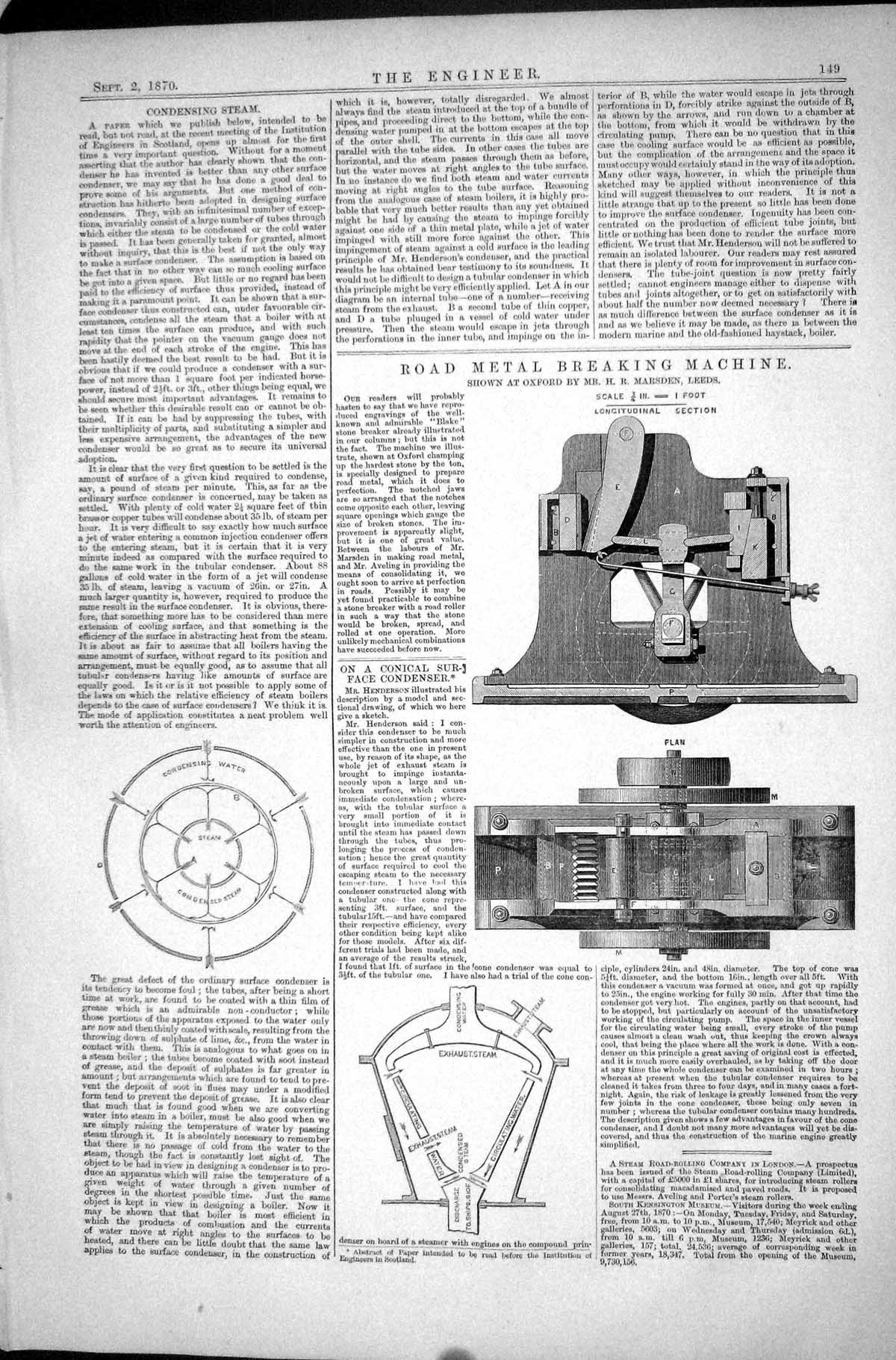 Old Road Metal Breaking Machine Oxford Marsden Condensing Steam 1870 Victorian