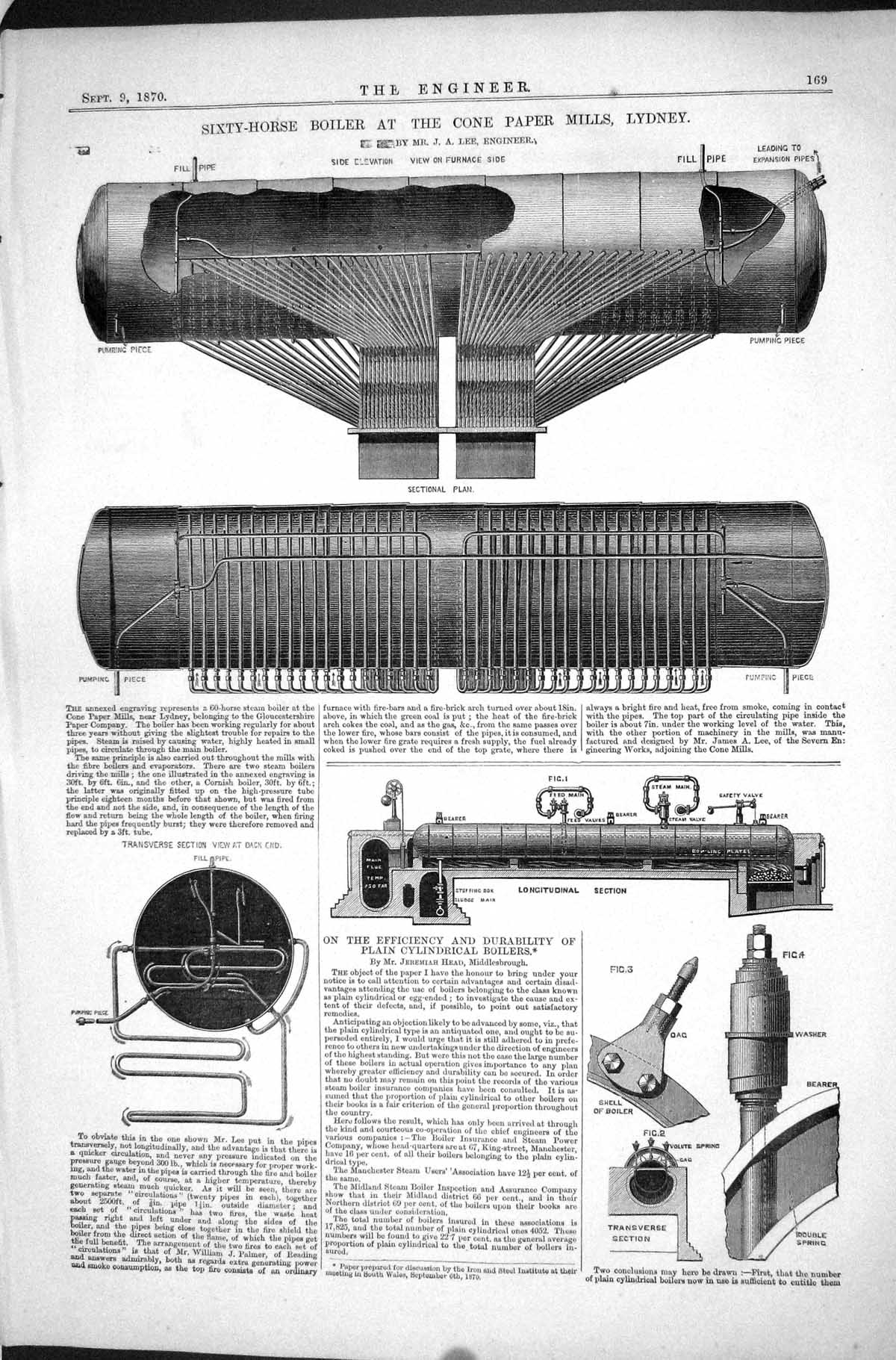 Old 60-Horse Boiler Cone Paper Mills Lydney 1870 Lee Plain Cylindrica