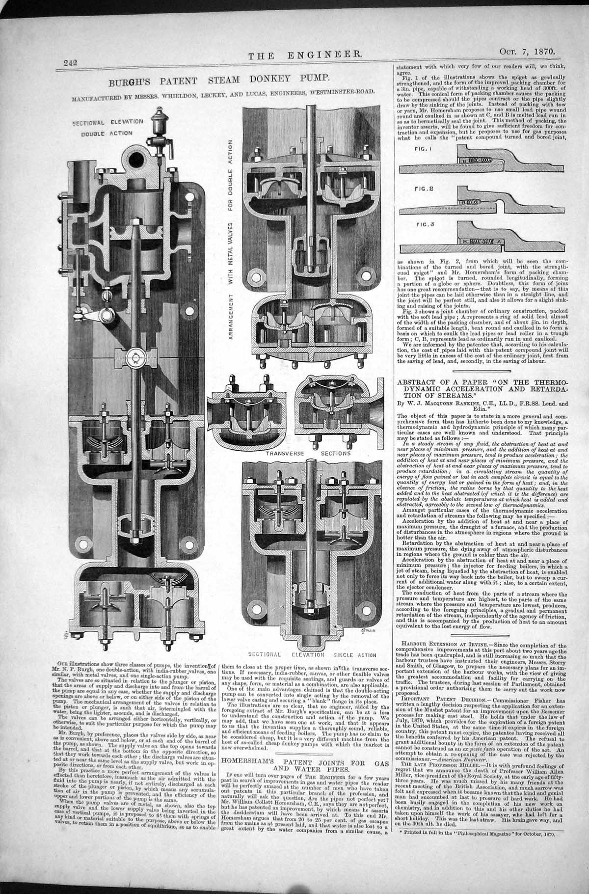 Old Burgh Patent Steam Donkey Pump Whieldon Leckey Lucas 1870 Homersh Victorian