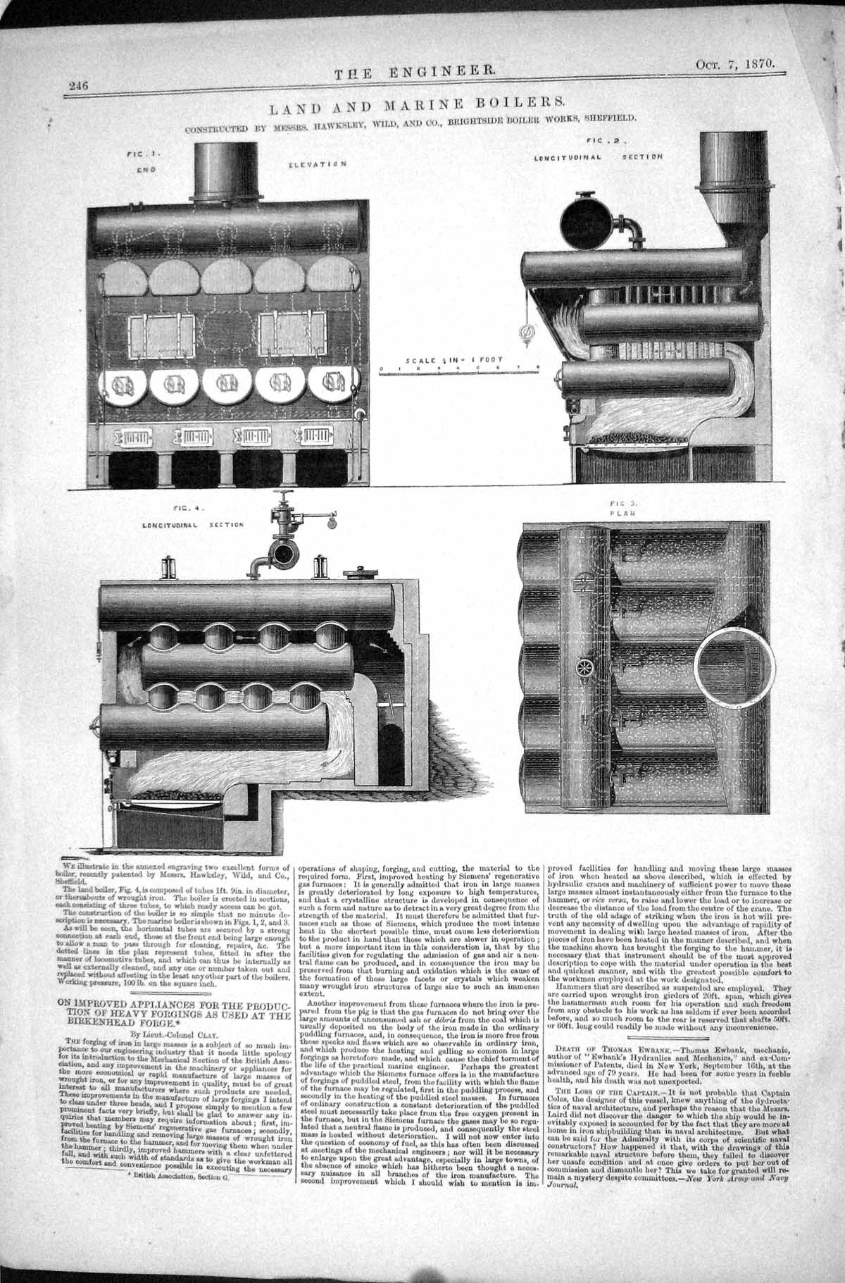 Old Land Marine Boilers Hawksley Wild Brightside 1870 Sheffield Forgi Victorian