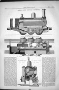 Antique Old Print Nairn Mountain Locomotive Section Longitudinal 1870 Patent