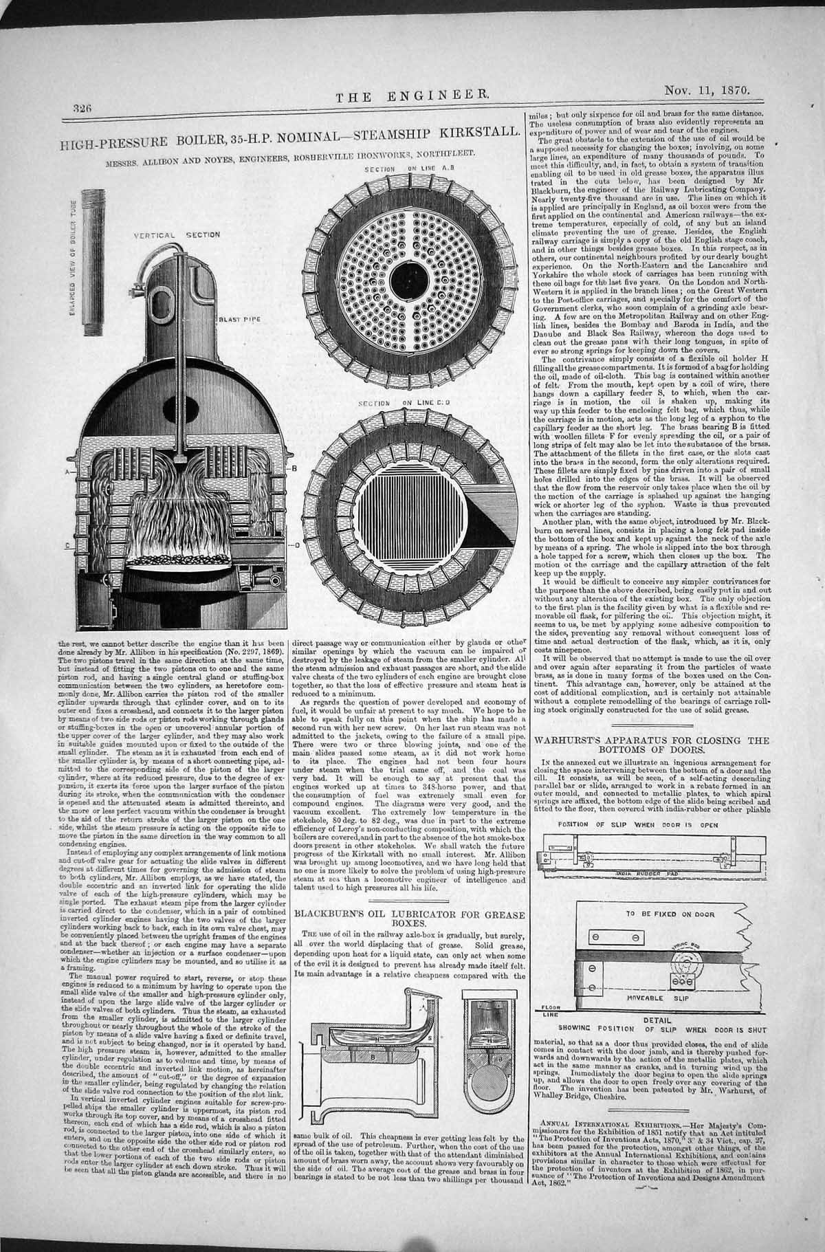 Old High-Pressure Boiler Nominal Steamship 1870 Blackburn Warhurst Oi Victorian