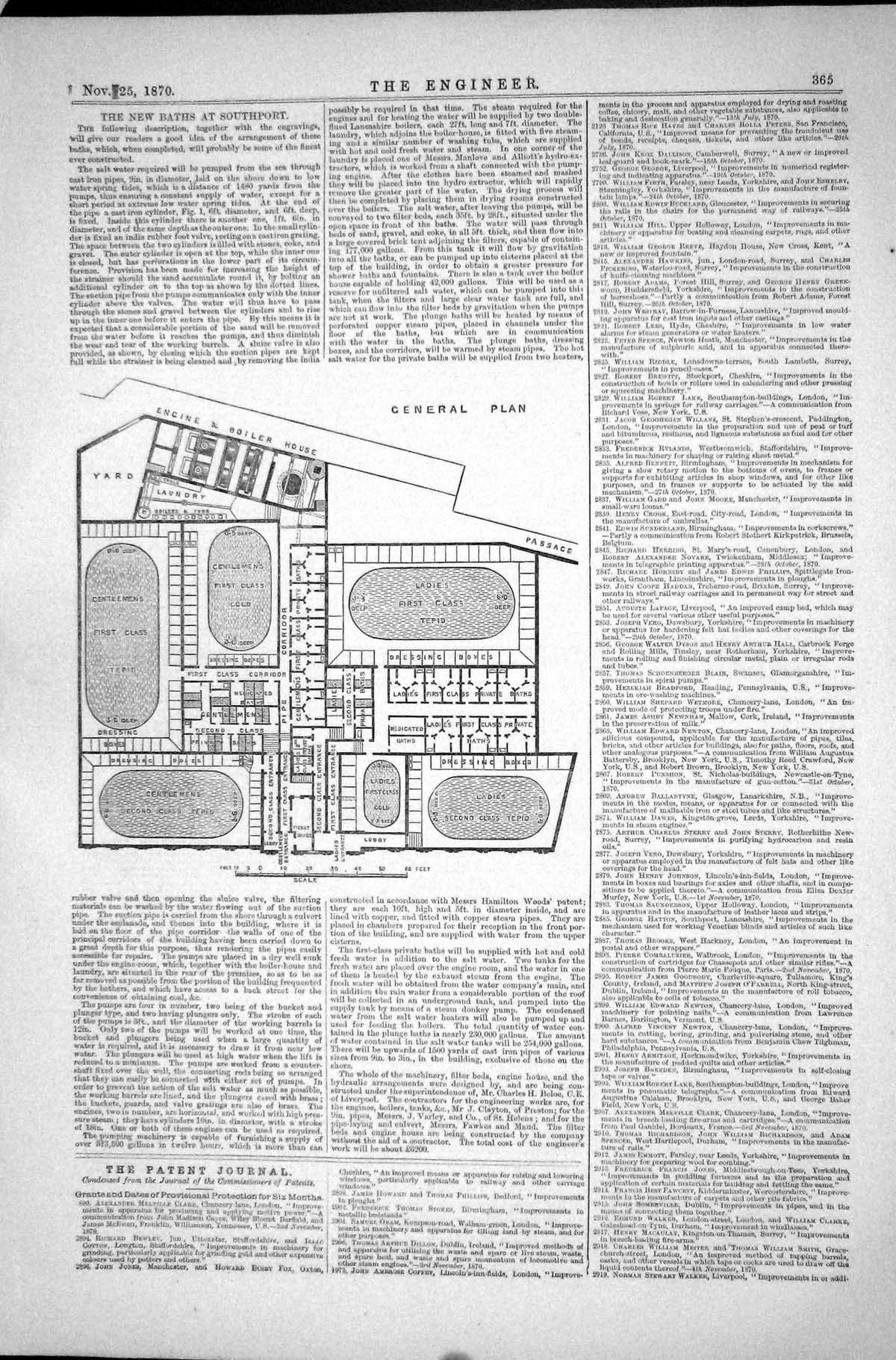 Old Baths Southport General Plan 1870 Engine Boiler House Yard Patent Victorian