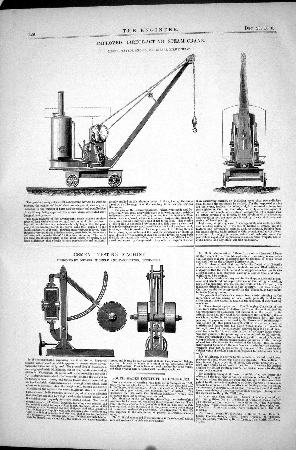 Old Direct-Acting Steam Crane 1870 Taylor Cement Testing Machine Mich Victorian