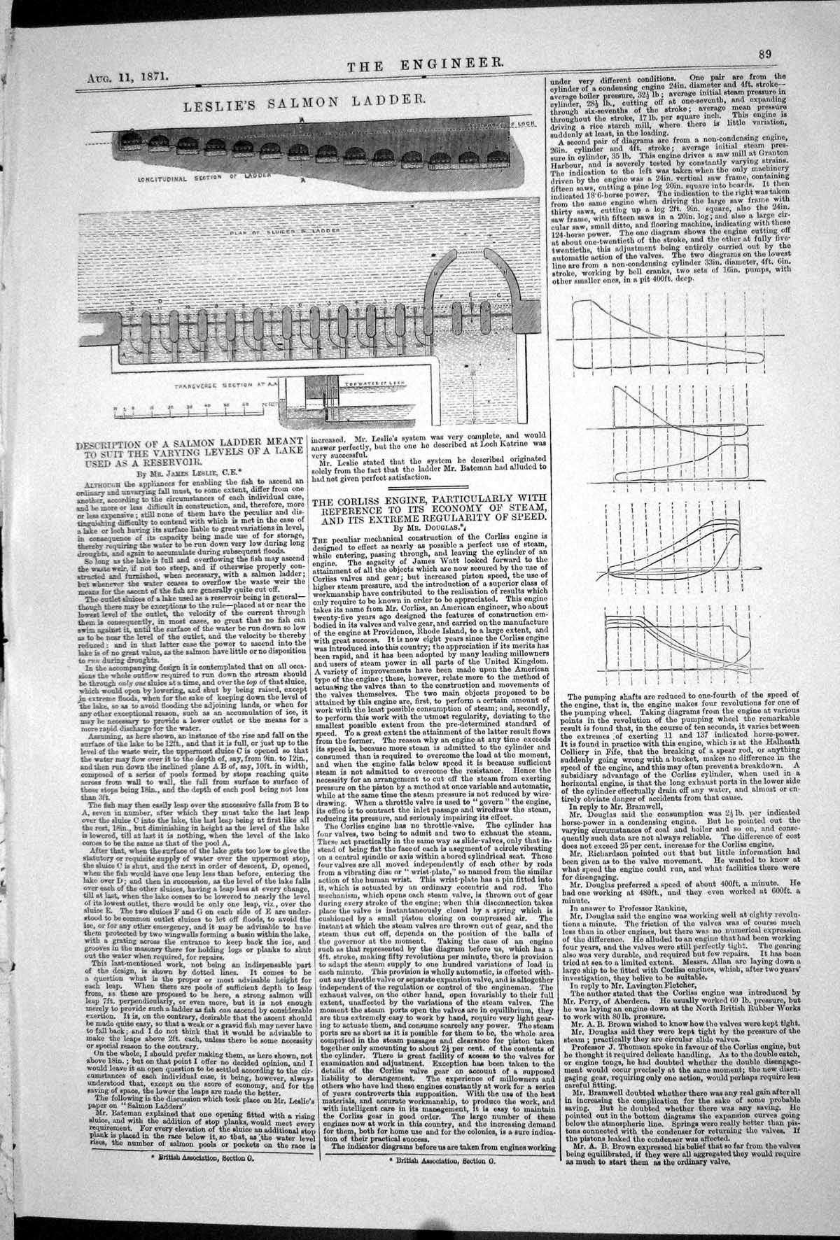 Antique Print Leslie Salmon Ladder Diagrams 1871 Rhysimeter Measuring Water