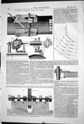 Antique Old Print 1871 Eyth Patent Valve Gear Machinery Instruments Elevation