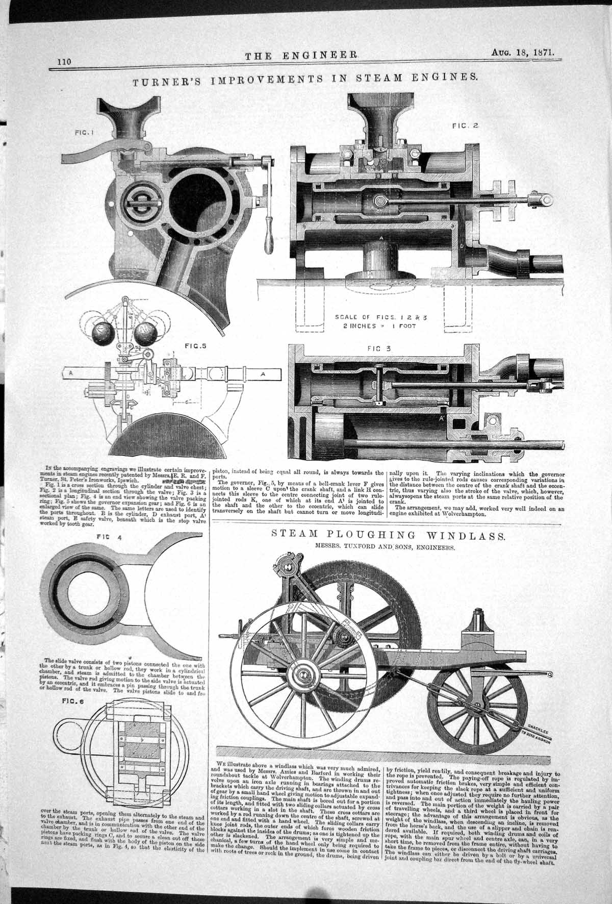 Old Turner Improvements Steam Engines 1871 Ploughing Windlass Tuxford Victorian