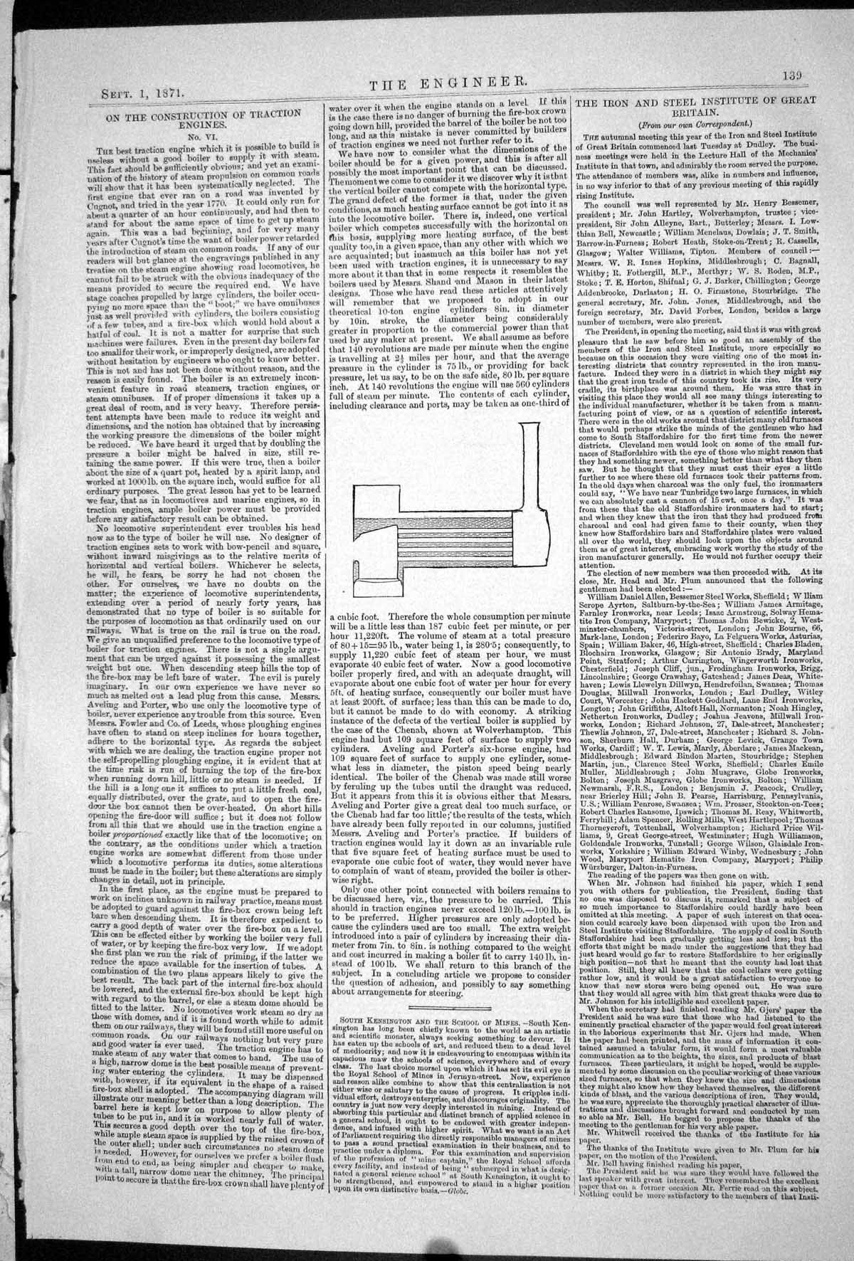 Old Antique Print 1871 Engineering Construction Traction Engines Boiler 19th