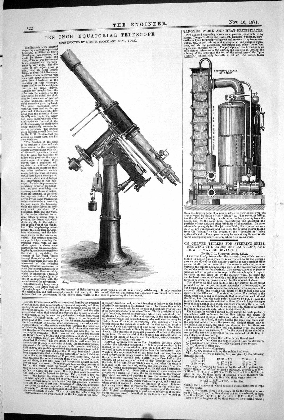 Old 1871 Ten Inch Equatorial Telescope Cooke Tangys Heat Precipitator Victorian