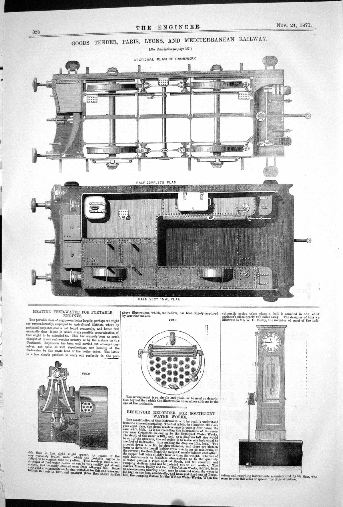 Old 1871 Goods Tender Paris Lyons Mediterranean Railway Train Feed-Wa Victorian
